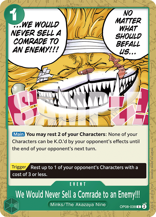 We Would Never Sell a Comrade to an Enemy!!! Two Legends - OP-08 One Piece Card We Would Never Sell a Comrade to an Enemy!!! Two Legends - OP-08 One Piece Card