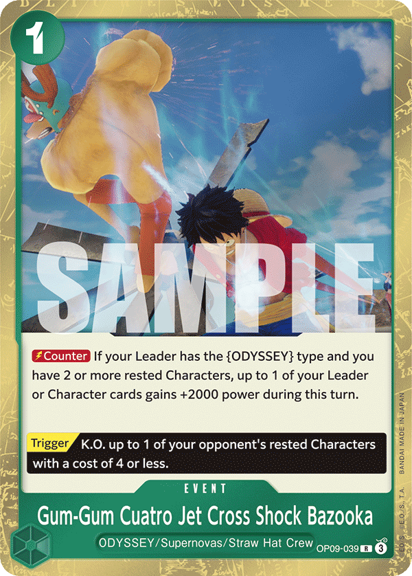 Gum-Gum Cuatro Jet Cross Shock Bazooka Emperors In The New World - OP-09 One Piece Card Gum-Gum Cuatro Jet Cross Shock Bazooka Emperors In The New World - OP-09 One Piece Card