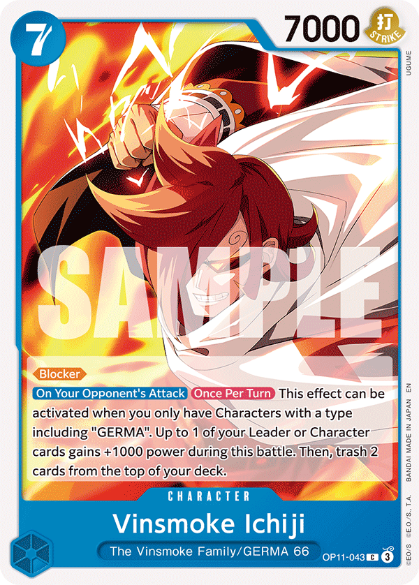 Vinsmoke Ichiji A Fist Of Divine Speed - OP-11 One Piece Card Vinsmoke Ichiji A Fist Of Divine Speed - OP-11 One Piece Card