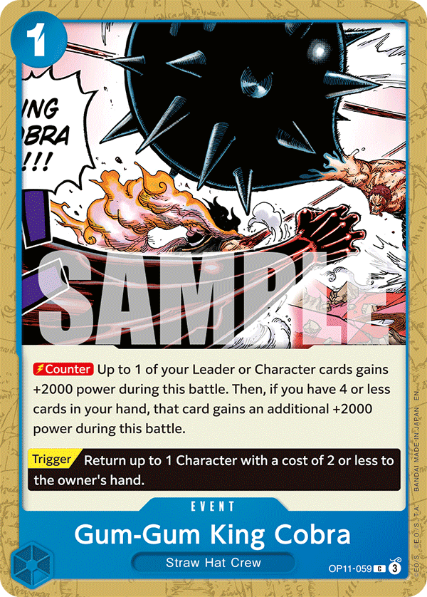 Gum-Gum King Cobra A Fist Of Divine Speed - OP-11 One Piece Card Gum-Gum King Cobra A Fist Of Divine Speed - OP-11 One Piece Card