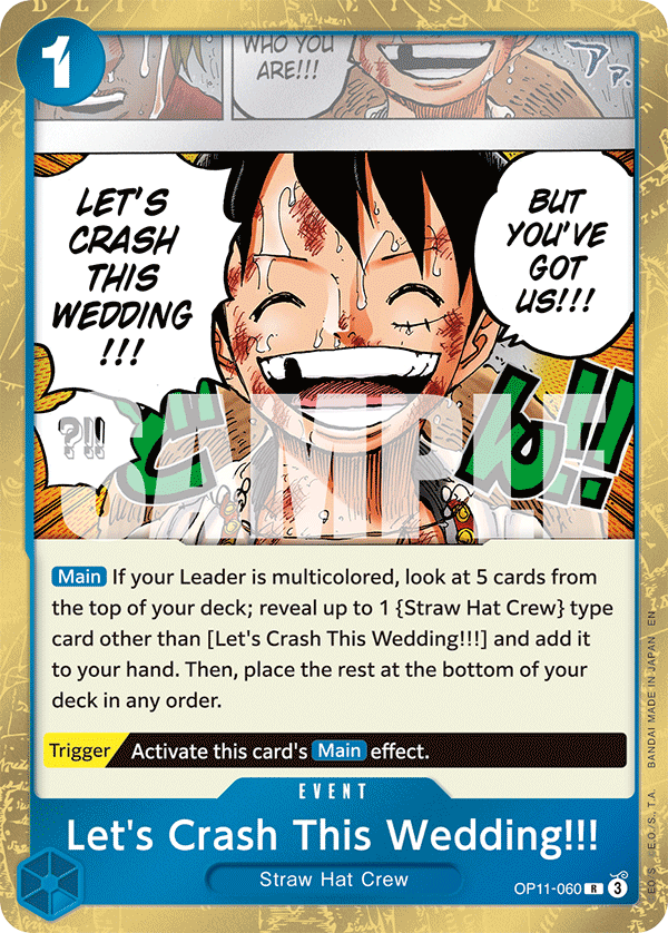 Let's Crash This Wedding!!! A Fist Of Divine Speed - OP-11 One Piece Card Let's Crash This Wedding!!! A Fist Of Divine Speed - OP-11 One Piece Card