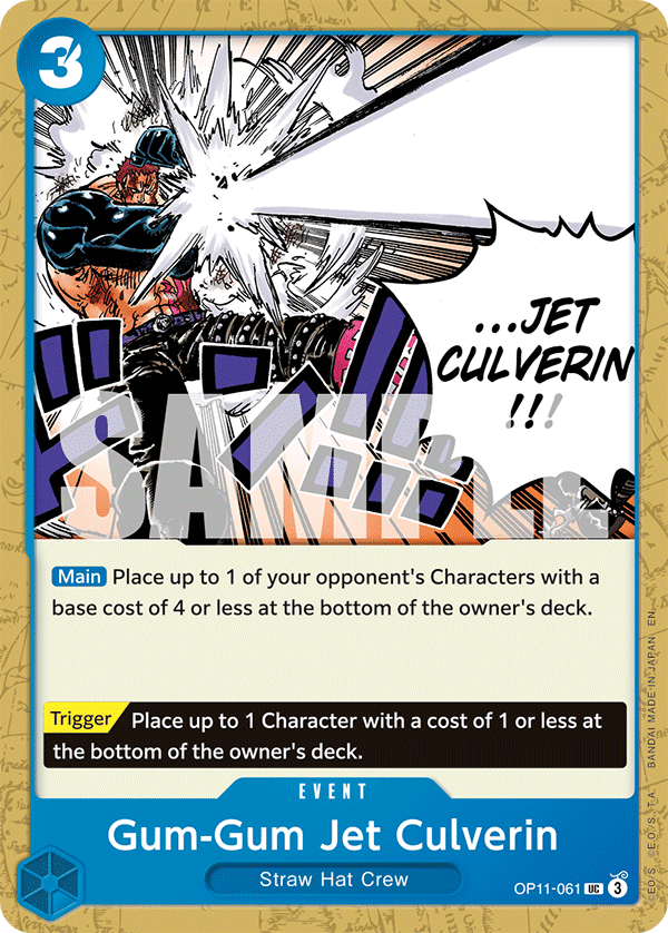 Gum-Gum Jet Culverin A Fist Of Divine Speed - OP-11 One Piece Card Gum-Gum Jet Culverin A Fist Of Divine Speed - OP-11 One Piece Card