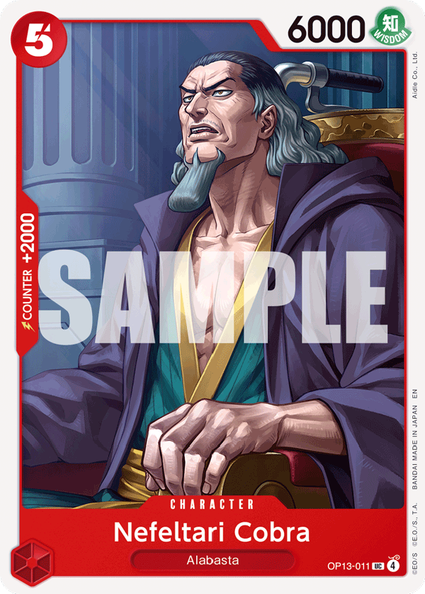 Nefeltari Cobra Carrying On His Will - OP-13 One Piece Card Nefeltari Cobra Carrying On His Will - OP-13 One Piece Card