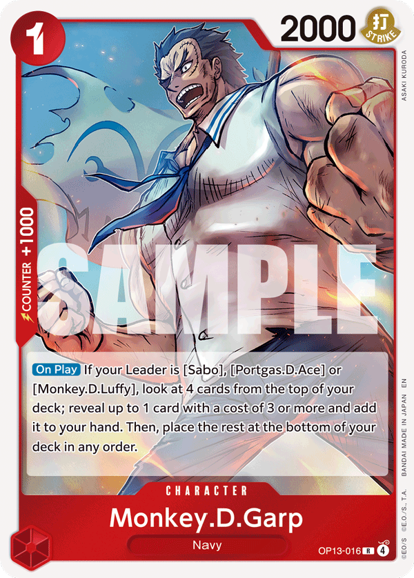 Monkey.D.Garp Carrying On His Will - OP-13 One Piece Card Monkey.D.Garp Carrying On His Will - OP-13 One Piece Card