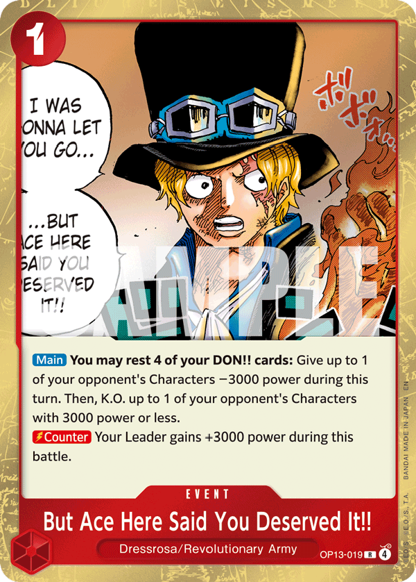 But Ace Here Said You Deserved It!! Carrying On His Will - OP-13 One Piece Card But Ace Here Said You Deserved It!! Carrying On His Will - OP-13 One Piece Card