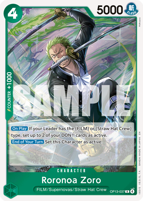 Roronoa Zoro Carrying On His Will - OP-13 One Piece Card Roronoa Zoro Carrying On His Will - OP-13 One Piece Card