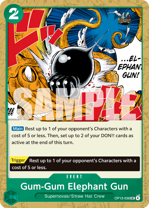 Gum-Gum Elephant Gun Carrying On His Will - OP-13 One Piece Card Gum-Gum Elephant Gun Carrying On His Will - OP-13 One Piece Card