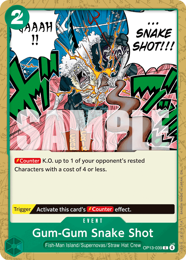 Gum-Gum Snake Shot Carrying On His Will - OP-13 One Piece Card Gum-Gum Snake Shot Carrying On His Will - OP-13 One Piece Card