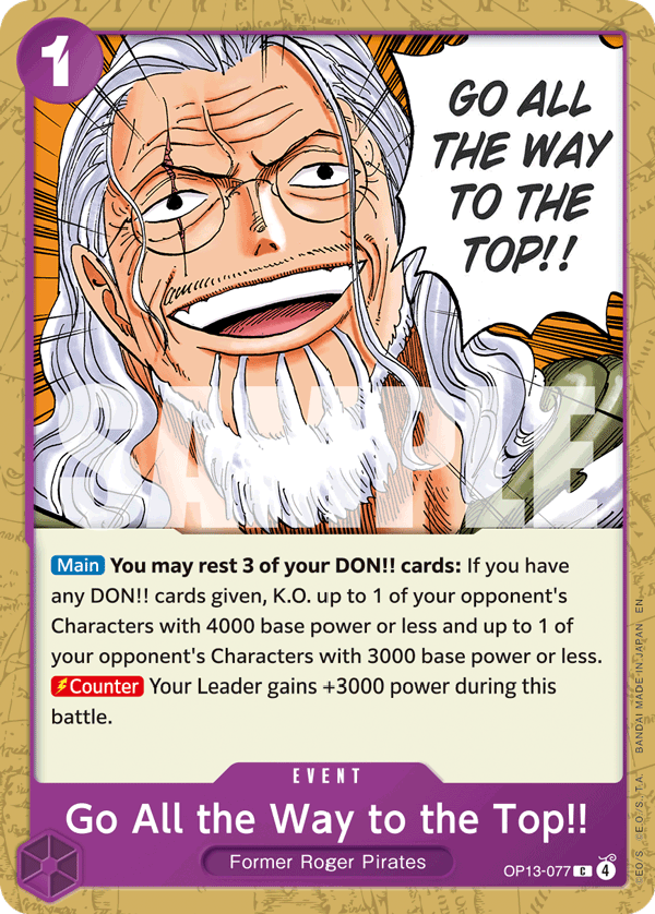 Go All the Way to the Top!! Carrying On His Will - OP-13 One Piece Card Go All the Way to the Top!! Carrying On His Will - OP-13 One Piece Card