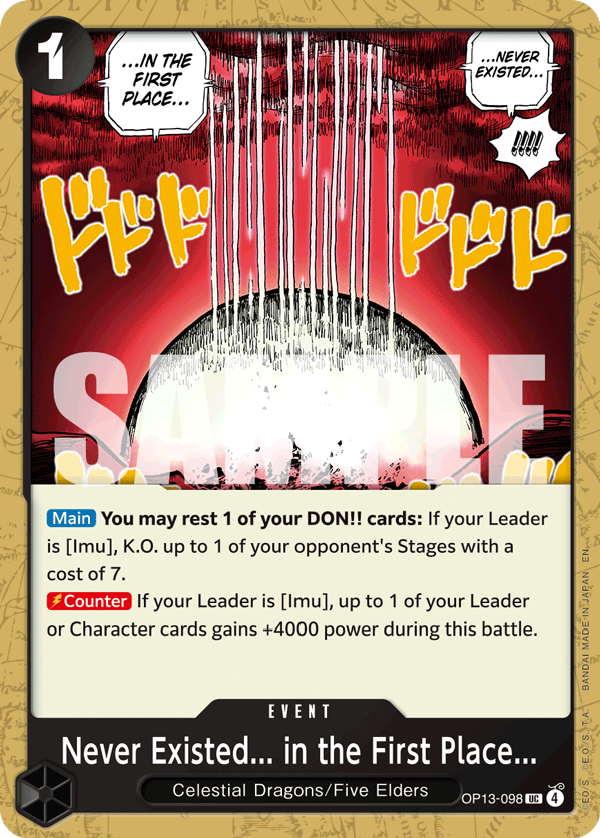 Never Existed... in the First Place... Carrying On His Will - OP-13 One Piece Card Never Existed... in the First Place... Carrying On His Will - OP-13 One Piece Card