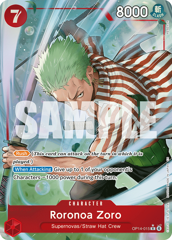 Roronoa Zoro The Azure Sea's Seven - OP-14 One Piece Card Roronoa Zoro The Azure Sea's Seven - OP-14 One Piece Card