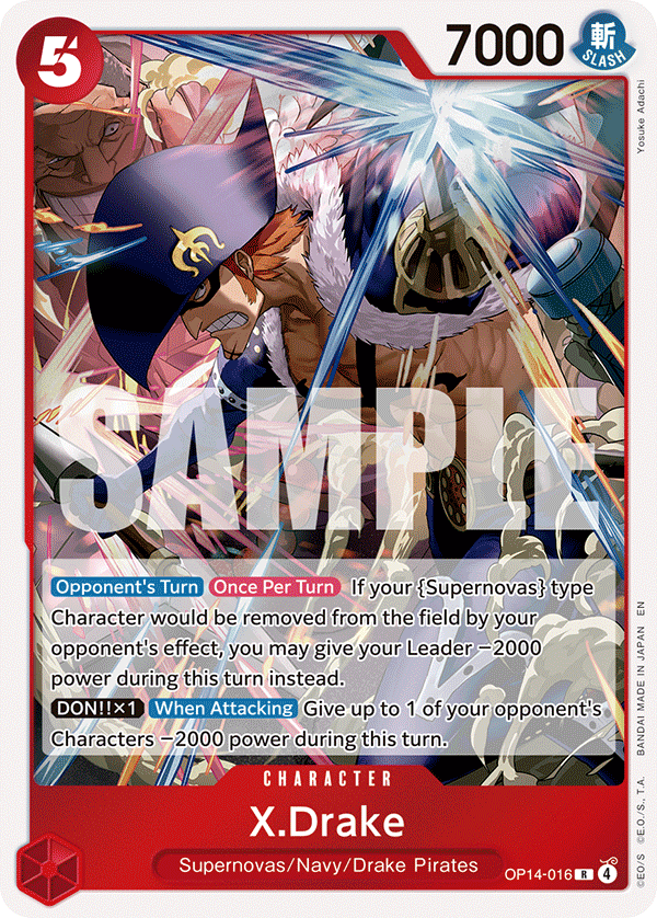 X.Drake The Azure Sea's Seven - OP-14 One Piece Card X.Drake The Azure Sea's Seven - OP-14 One Piece Card