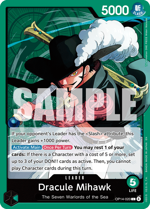 Dracule Mihawk The Azure Sea's Seven - OP-14 One Piece Card Dracule Mihawk The Azure Sea's Seven - OP-14 One Piece Card