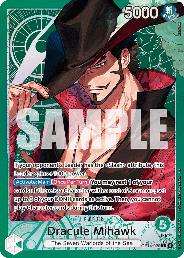 Dracule Mihawk The Azure Sea's Seven - OP-14 One Piece Card Dracule Mihawk The Azure Sea's Seven - OP-14 One Piece Card