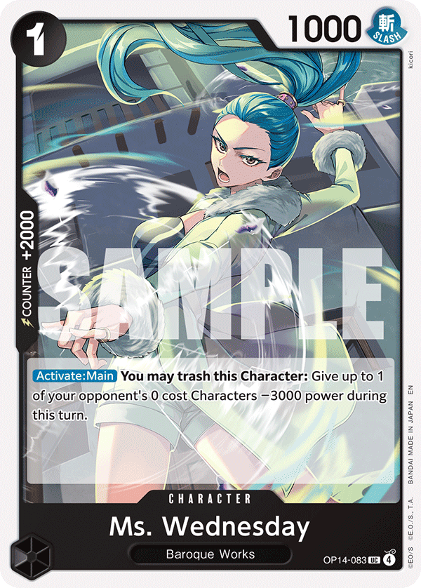 Ms. Wednesday The Azure Sea's Seven - OP-14 One Piece Card Ms. Wednesday The Azure Sea's Seven - OP-14 One Piece Card