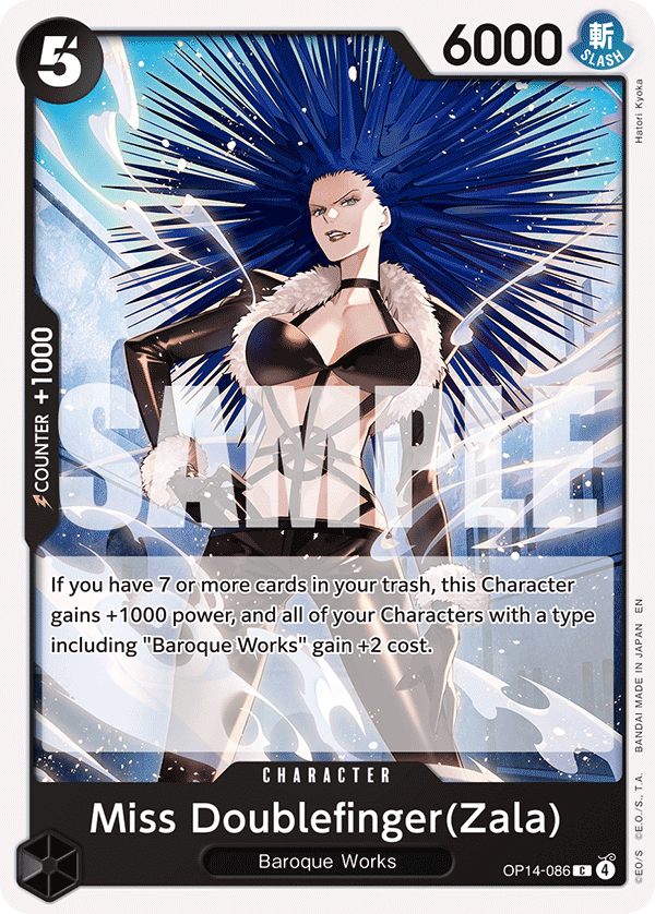 Miss Doublefinger(Zala) The Azure Sea's Seven - OP-14 One Piece Card Miss Doublefinger(Zala) The Azure Sea's Seven - OP-14 One Piece Card