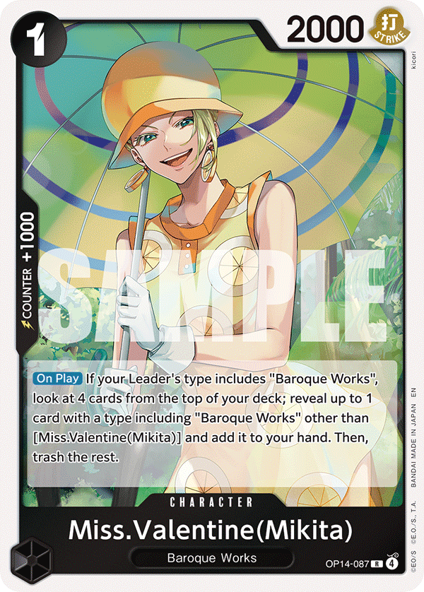 Miss.Valentine(Mikita) The Azure Sea's Seven - OP-14 One Piece Card Miss.Valentine(Mikita) The Azure Sea's Seven - OP-14 One Piece Card