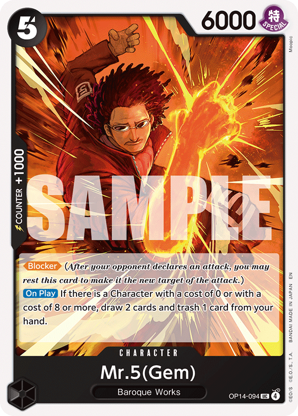 Mr.5(Gem) The Azure Sea's Seven - OP-14 One Piece Card Mr.5(Gem) The Azure Sea's Seven - OP-14 One Piece Card