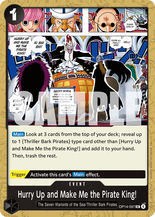 Hurry Up and Make Me the Pirate King! The Azure Sea's Seven - OP-14 One Piece Card Hurry Up and Make Me the Pirate King! The Azure Sea's Seven - OP-14 One Piece Card