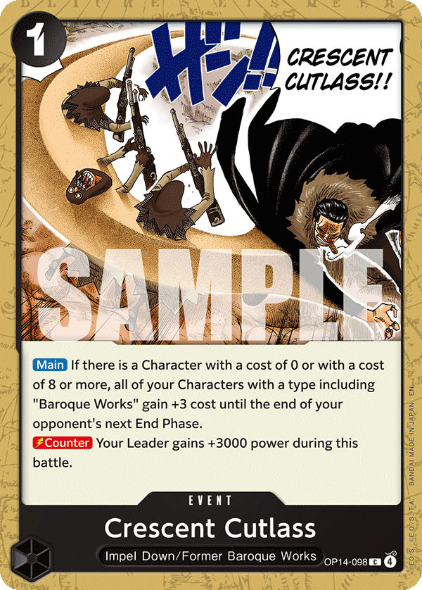Crescent Cutlass The Azure Sea's Seven - OP-14 One Piece Card Crescent Cutlass The Azure Sea's Seven - OP-14 One Piece Card