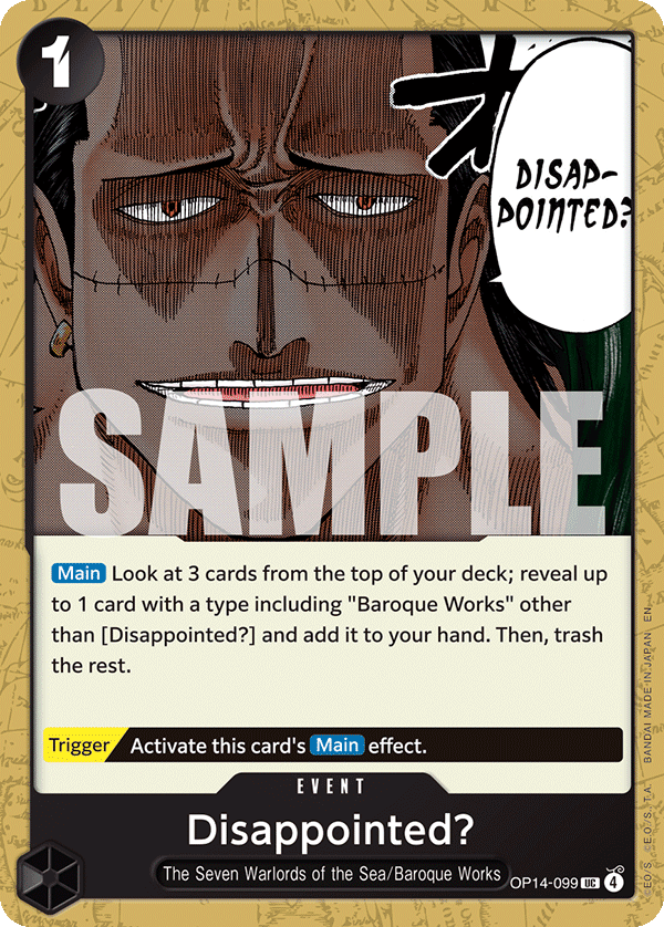 Disappointed? The Azure Sea's Seven - OP-14 One Piece Card Disappointed? The Azure Sea's Seven - OP-14 One Piece Card