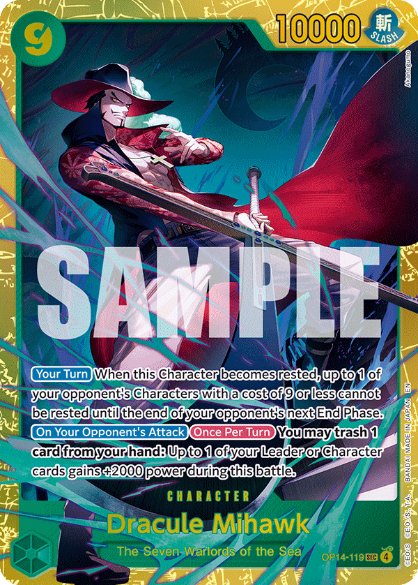Dracule Mihawk The Azure Sea's Seven - OP-14 One Piece Card Dracule Mihawk The Azure Sea's Seven - OP-14 One Piece Card