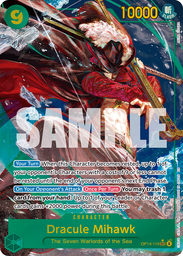 Dracule Mihawk The Azure Sea's Seven - OP-14 One Piece Card Dracule Mihawk The Azure Sea's Seven - OP-14 One Piece Card