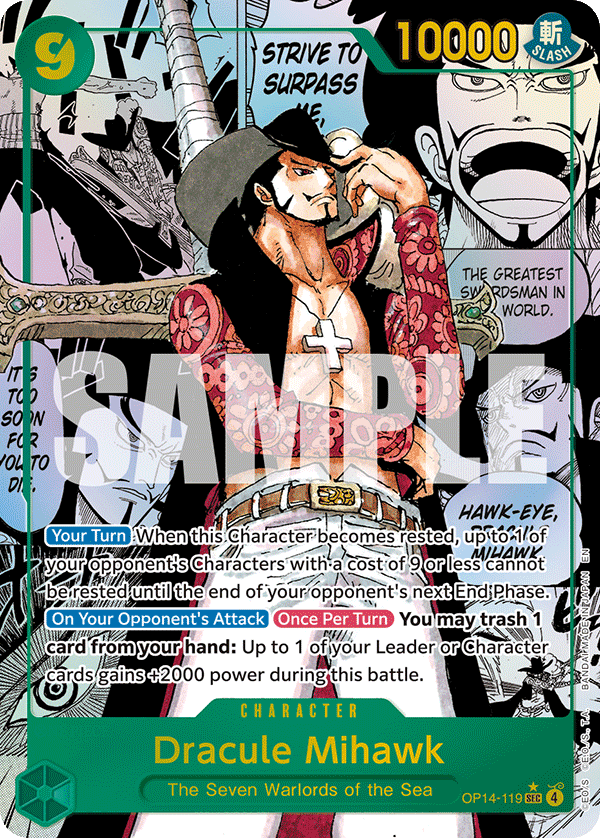 Dracule Mihawk The Azure Sea's Seven - OP-14 One Piece Card Dracule Mihawk The Azure Sea's Seven - OP-14 One Piece Card