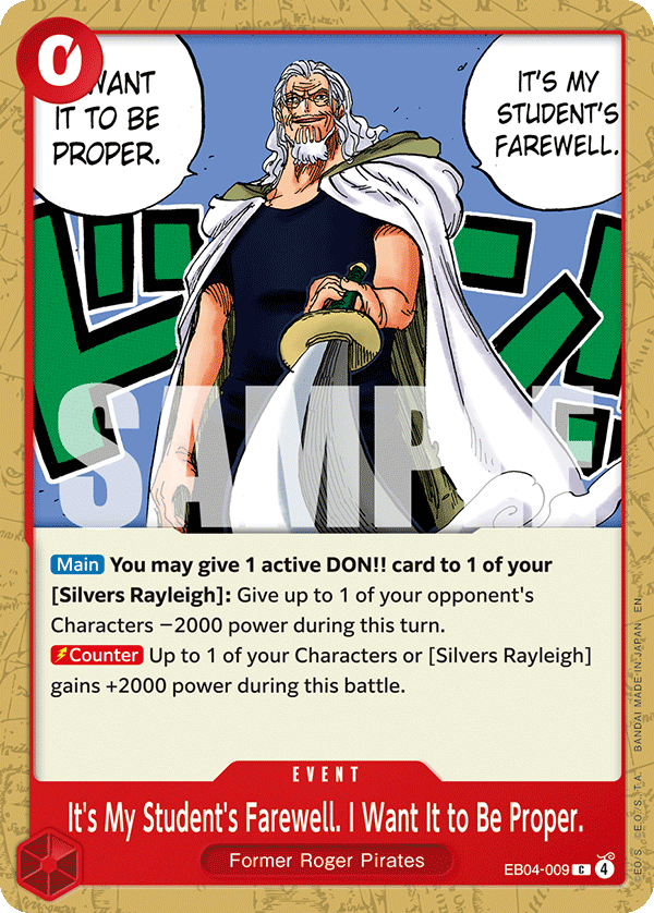 It's My Student's Farewell. I Want It to Be Proper. Adventure On Kami's Island - OP-15 One Piece Card It's My Student's Farewell. I Want It to Be Proper. Adventure On Kami's Island - OP-15 One Piece Card