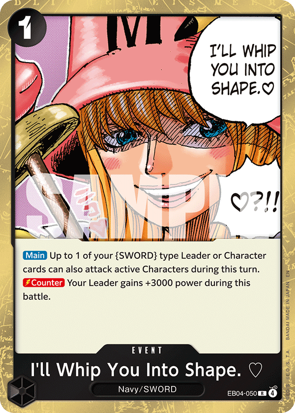 I'll Whip You Into Shape. ♡ Adventure On Kami's Island - OP-15 One Piece Card I'll Whip You Into Shape. ♡ Adventure On Kami's Island - OP-15 One Piece Card