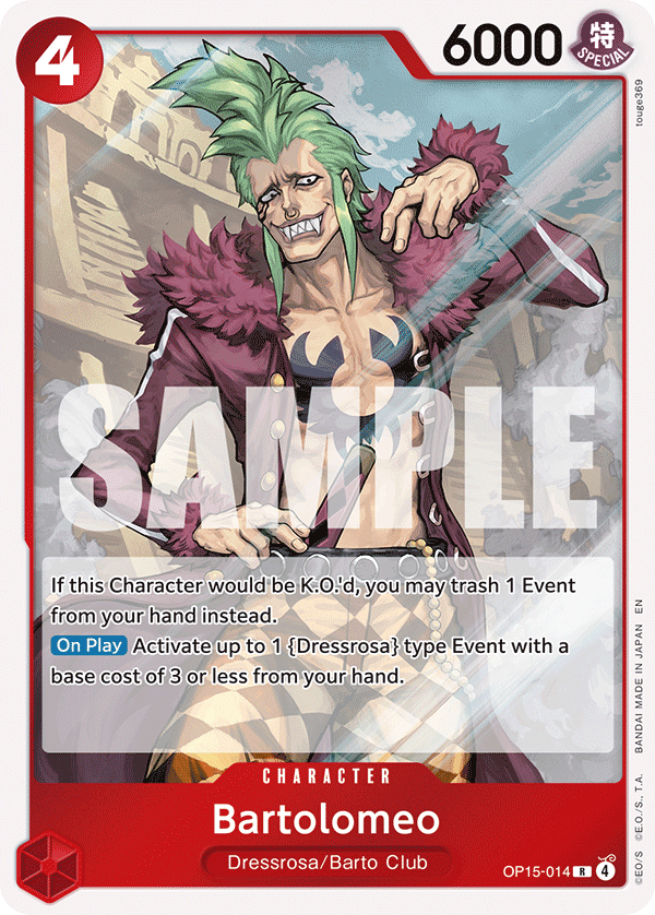 Bartolomeo Adventure On Kami's Island - OP-15 One Piece Card Bartolomeo Adventure On Kami's Island - OP-15 One Piece Card