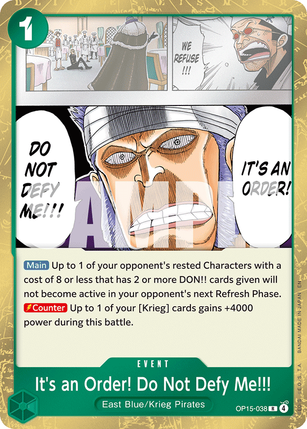 It's an Order! Do Not Defy Me!!! Adventure On Kami's Island - OP-15 One Piece Card It's an Order! Do Not Defy Me!!! Adventure On Kami's Island - OP-15 One Piece Card