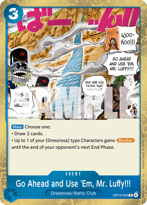 Go Ahead and Use 'Em, Mr. Luffy!!! Adventure On Kami's Island - OP-15 One Piece Card Go Ahead and Use 'Em, Mr. Luffy!!! Adventure On Kami's Island - OP-15 One Piece Card