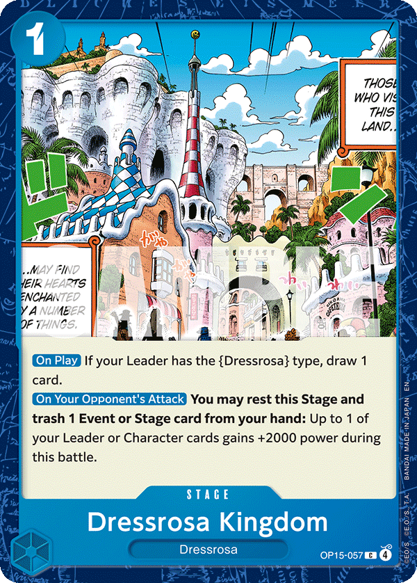 Dressrosa Kingdom Adventure On Kami's Island - OP-15 One Piece Card Dressrosa Kingdom Adventure On Kami's Island - OP-15 One Piece Card
