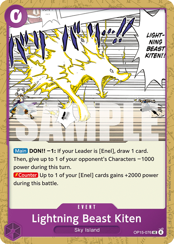Lightning Beast Kiten Adventure On Kami's Island - OP-15 One Piece Card Lightning Beast Kiten Adventure On Kami's Island - OP-15 One Piece Card