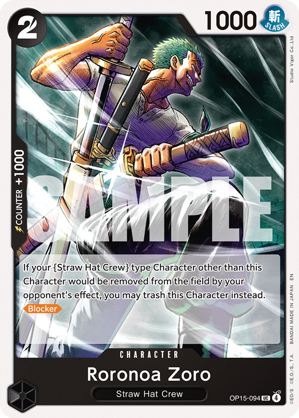Roronoa Zoro Adventure On Kami's Island - OP-15 One Piece Card Roronoa Zoro Adventure On Kami's Island - OP-15 One Piece Card