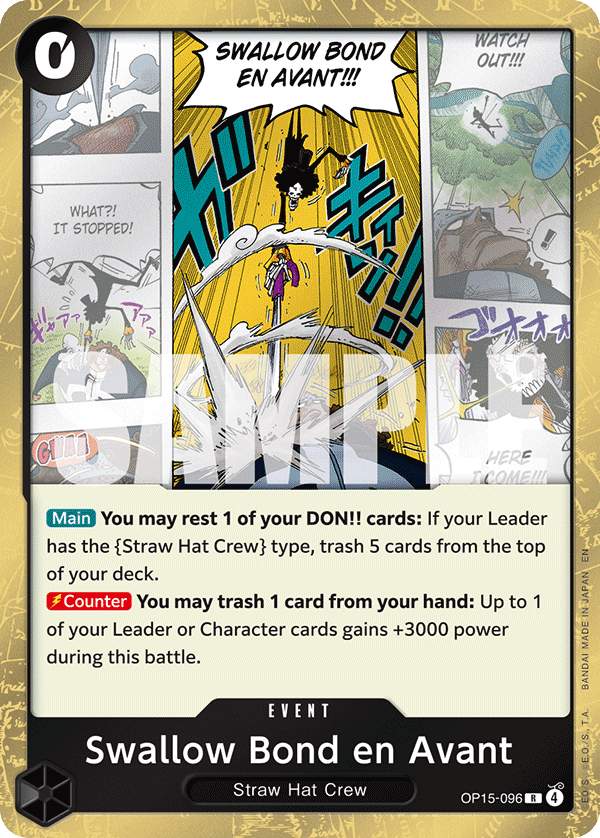 Swallow Bond en Avant Adventure On Kami's Island - OP-15 One Piece Card Swallow Bond en Avant Adventure On Kami's Island - OP-15 One Piece Card