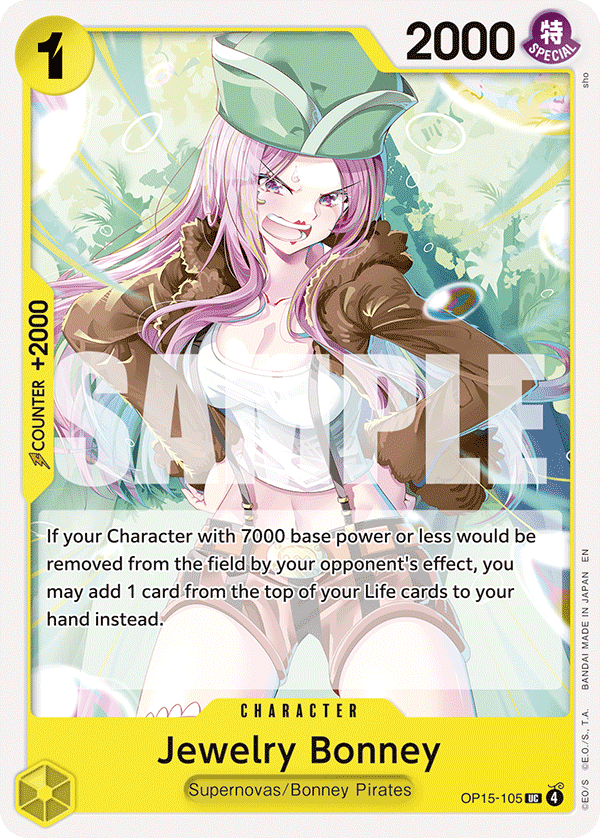 Jewelry Bonney Adventure On Kami's Island - OP-15 One Piece Card Jewelry Bonney Adventure On Kami's Island - OP-15 One Piece Card