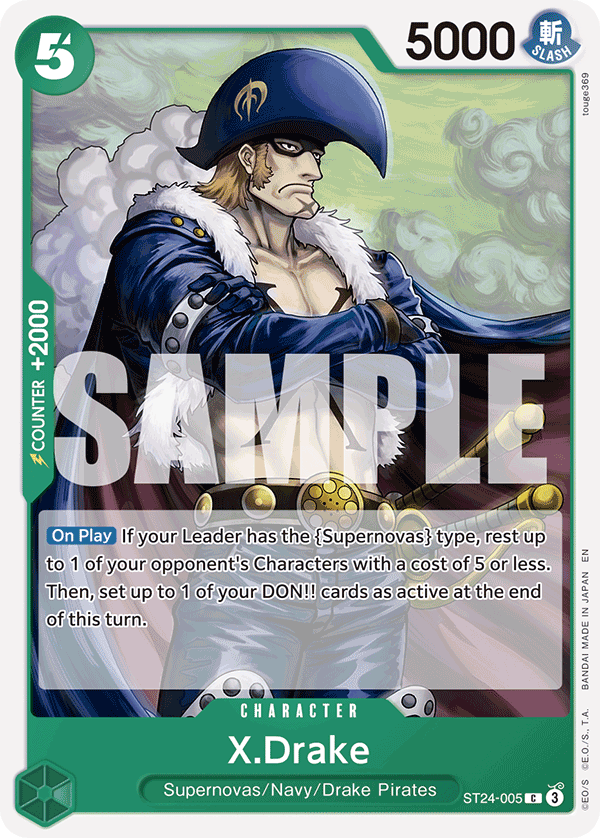 X.Drake Green Jewelry Bonney Starter Deck - ST-24 One Piece Card X.Drake Green Jewelry Bonney Starter Deck - ST-24 One Piece Card