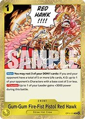 Gum-Gum Fire-Fist Pistol Red Hawk A Fist Of Divine Speed - OP-11 One Piece Card